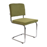 Chaise en tissu c�tel� vert et acier chrom� ridge rib - zuiver