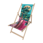 Chilienne ext�rieur en bois et toile imprim�e palmier - podev�che