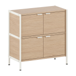 Commode avec 4 portes en bois �co - certifi� et acier blanc cr�me 85x84cm unit - tiptoe