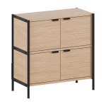 Commode avec 4 portes en bois �co - certifi� et acier noir graphite 85x84cm unit - tiptoe