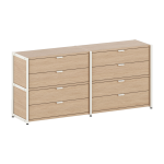 Commode avec 8 tiroirs en bois �co - certifi� et acier blanc cr�me 85x164cm unit - tiptoe