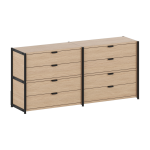 Commode avec 8 tiroirs en bois �co - certifi� et acier noir graphite 85x164cm unit - tiptoe