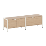 Console basse avec 4 portes en bois �co - certifi� et acier blanc cr�me 50x164cm unit - tiptoe