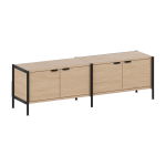 Console basse avec 4 portes en bois �co - certifi� et acier noir graphite 50x164cm unit - tiptoe