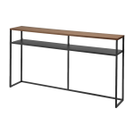 Console avec �tag�re en acier noir et bois 126x20, 5x65cm - yamazaki