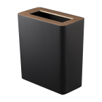 Corbeille rectangulaire en acier noir et bois rin - yamazaki