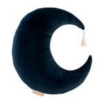 Coussin lune en �co - velours bleu nuit 36 x 32 cm pierrot - nobodinoz