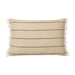 Coussin rectangulaire � rayures noires en coton et lin camel 60 x 40 cm calm - ferm living