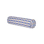 Coussin traversin en lin fran�ais � carreaux bleu 70 x 18 x 18 cm cliff - nobodinoz