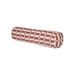 Coussin traversin en lin fran�ais � carreaux rouge 70 x 18 x 18 cm cliff - nobodinoz