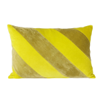 Coussin en velours ray� jaune et vert 40 x 60 cm - hkliving
