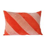 Coussin en velours ray� rose et rouge 40 x 60 cm - hkliving