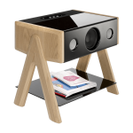 Enceinte noire avec pieds en ch�ne cube - la boite concept