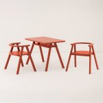 Ensemble bureau enfant avec 2 chaises en bois de h�tre massif rouge growing green - nobodinoz