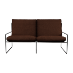 Fauteuil 2 places en acier galvanis� noir et tissu boucl� marron 78x156x85cm desert 2 - ferm living