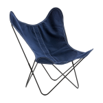 Fauteuil aa en coton bleu marine avec structure en acier noir coton - airborne