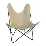 Fauteuil aa en lin ficelle avec structure en acier noir lin indoor - airborne