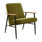 Fauteuil avec accoudoirs en velours vert olive et m�tal 70 x 62 cm fox - 366 concept