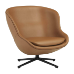 Fauteuil bas pivotant en aluminium noir et cuir marron hyg - normann copenhagen