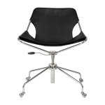 Fauteuil de bureau r�glable en cuir noir et acier inoxydable poli paulistano - objekto