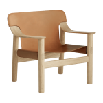 Fauteuil en ch�ne avec housse en cuir marron bernard - hay
