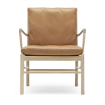 Fauteuil en ch�ne savonn� et assise en cuir sif 95 85cm ow149 - carl hansen & s�n
