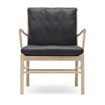 Fauteuil en ch�ne savonn� et assise en cuir thor 301 85cm ow149 - carl hansen & s�n