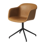 Fauteuil cognac pi�tement pivot et assise cuir fiber - muuto