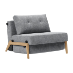 Fauteuil convertible pied en ch�ne et tissu twist granite 90 - 200cm cubed 02 - innovation living