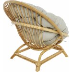 Fauteuil coquille en rotin avec coussin tissu 92 x 100 x 92 miami - kok