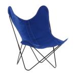 Fauteuil en coton bleu �lectrique avec structure en acier noir coton aa - airborne