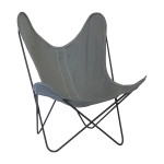 Fauteuil en coton gris avec structure en acier noir coton aa - airborne