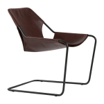 Fauteuil en cuir cognac et acier noir paulistano - objekto