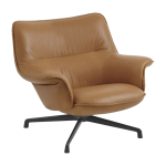 Fauteuil en cuir marron et pied pivotant en acier noir anthracite doze - muuto