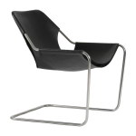 Fauteuil en cuir noir et acier inox poli paulistano - objekto