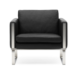 Fauteuil en cuir thor 301 et structure en acier inoxydable 78cm ch101 - carl hansen & s�n