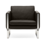 Fauteuil en cuir thor 306 et structure en acier inoxydable 78cm ch101 - carl hansen & s�n