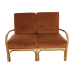 Fauteuil deux places en rotin avec coussin de velours couleur ocre 123 x 80 x 80 riviera - kok