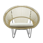 Fauteuil d'ext�rieur camel et coussin canvas roy cocoon - vincent sheppard