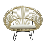 Fauteuil d'ext�rieur camel et coussin canvas roy cocoon - vincent sheppard