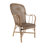 Fauteuil haut dossier en rotin patin� vieilli grand - p�re - kok