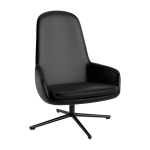 Fauteuil haut pivotant avec pieds en acier noir et assise en cuir noir era - normann copenhagen