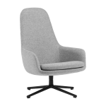 Fauteuil haut pivotant avec pieds en acier noir et assise en tissu gris era - normann copenhagen