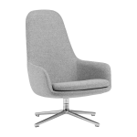 Fauteuil haut pivotant avec pieds en aluminium et assise en tissu gris era - normann copenhagen