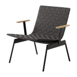 Fauteuil de jardin avec accoudoirs en acier et sangles en polyester noir ville av44 - &tradition