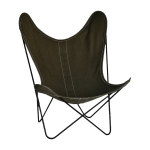 Fauteuil en lin vert avec structure en acier noir lin indoor aa - airborne