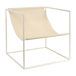 Fauteuil en m�tal blanc et cuir beige 62x62x61cm solo seat - valerie objects