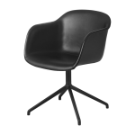 Fauteuil noir pi�tement pivot et assise cuir fiber - muuto