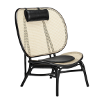 Fauteuil en osier noir et coussins en cuir noir nomad - norr11