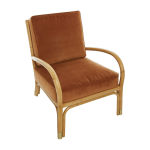 Fauteuil une place en rotin avec coussin de velours couleur ocre 66 x 80 x 80 - kok